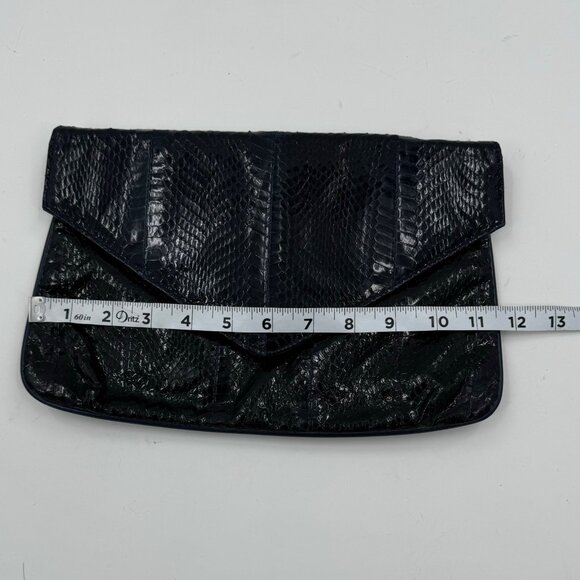 Vintage J. Renee Novae Black/Blue Python Embossed Leather Clutch - Picture 10 of 11